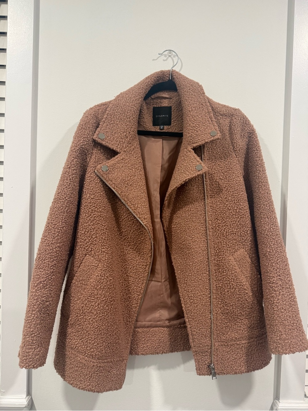 Dynamite Women's Tan Teddy Moto Jacket